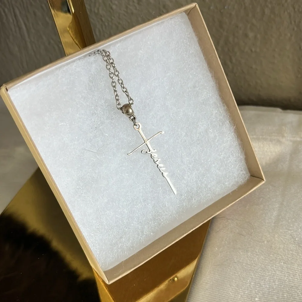 God Jesus Lord Cross Stainless Steel Necklace